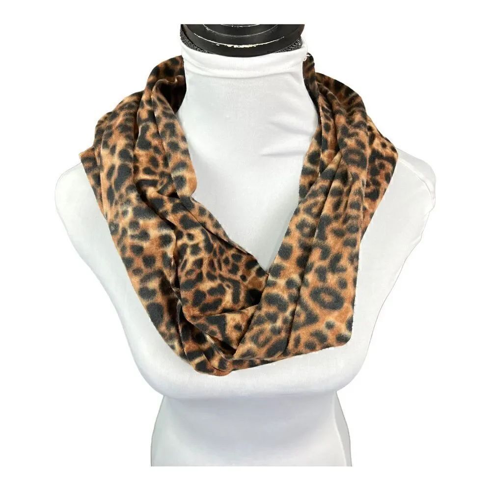Old Navy Scarf Infinity Brown Tan Black Animal Print